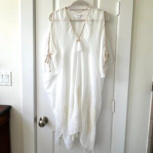 Pool to Party by Subtle Luxury White Cotton Swimsuit Coverup Kimono, One Size